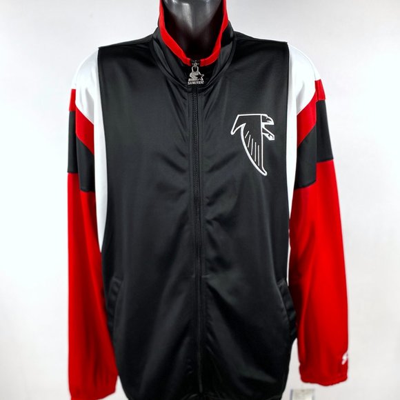 COPY - ATLANTA FALCONS NFL Full Zip Track Jacket BLACK RED & WHITE  XL 2X - Picture 1 of 8